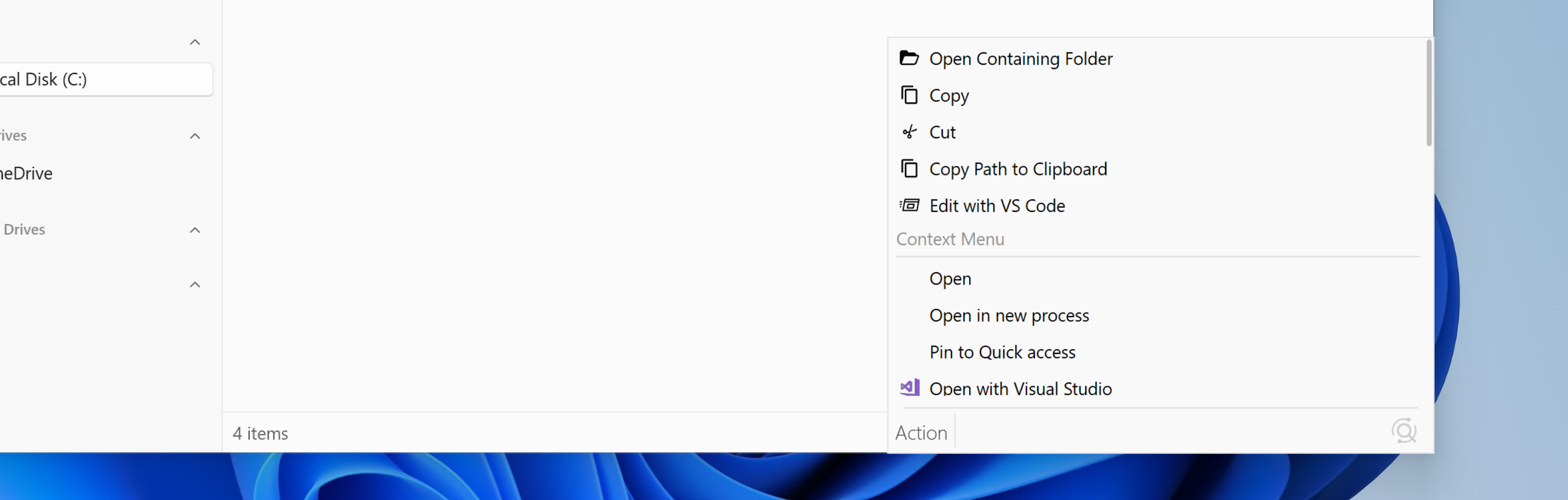 Listary context menu