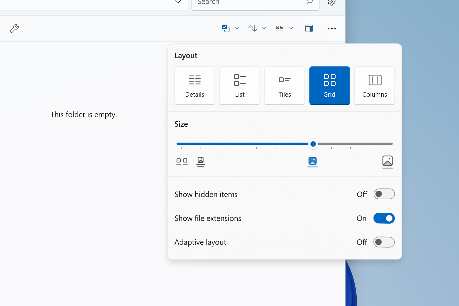 Layout picker flyout